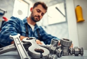 Experienced plumber near me expertly working on bathroom renovations with high-quality tools.